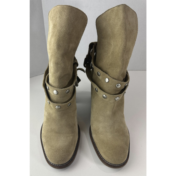 See By Chloe Belted Studded Suede Ankle Boot Tan Brown Women's Size 40.5 Booties - Picture 14 of 16